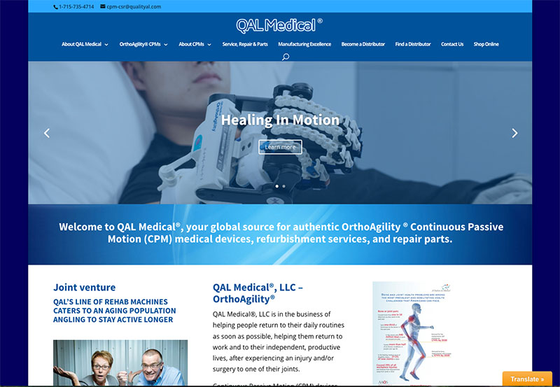 medical equipment web design